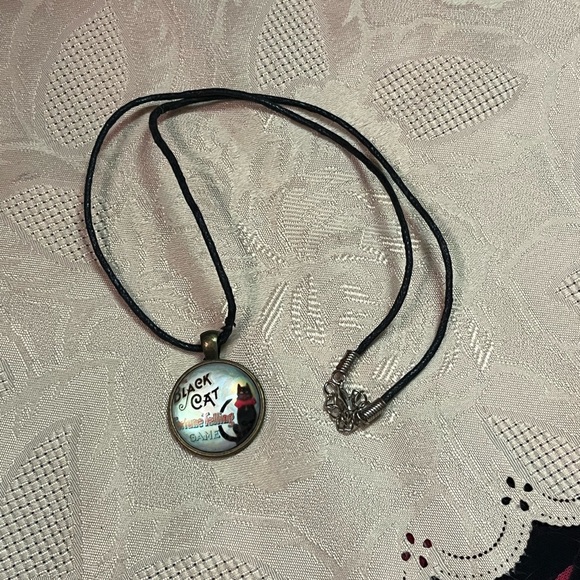 VTG Y2K Whimsigoth Black Cat Fortune Telling Costume Jewelry Necklace - Picture 6 of 6